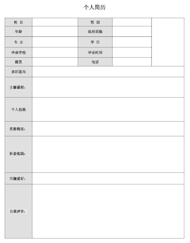 应届生简历表格下载(大学毕业生求职简历模板免费)