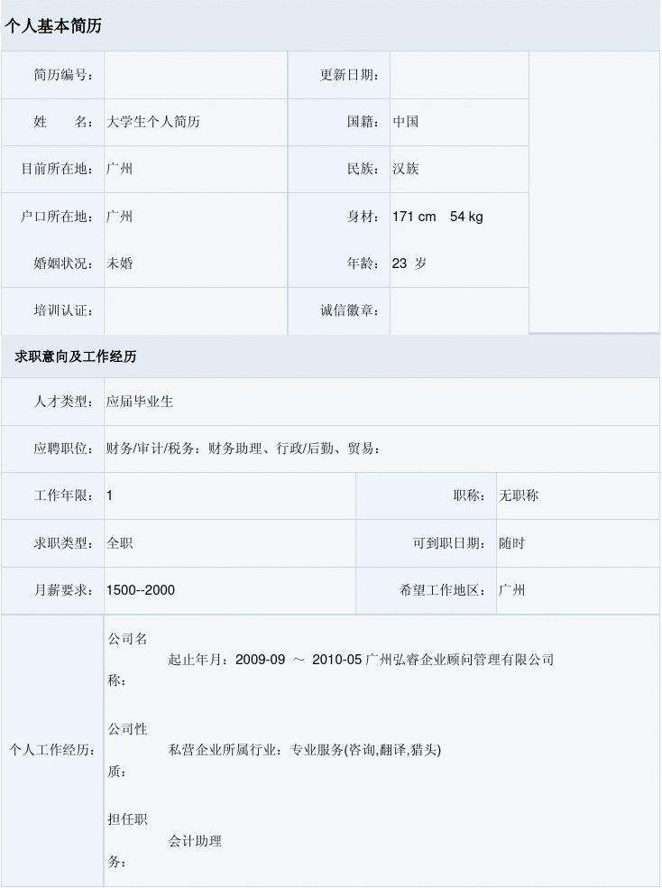 大学生个人简历表格(大学生个人简历表格下载)