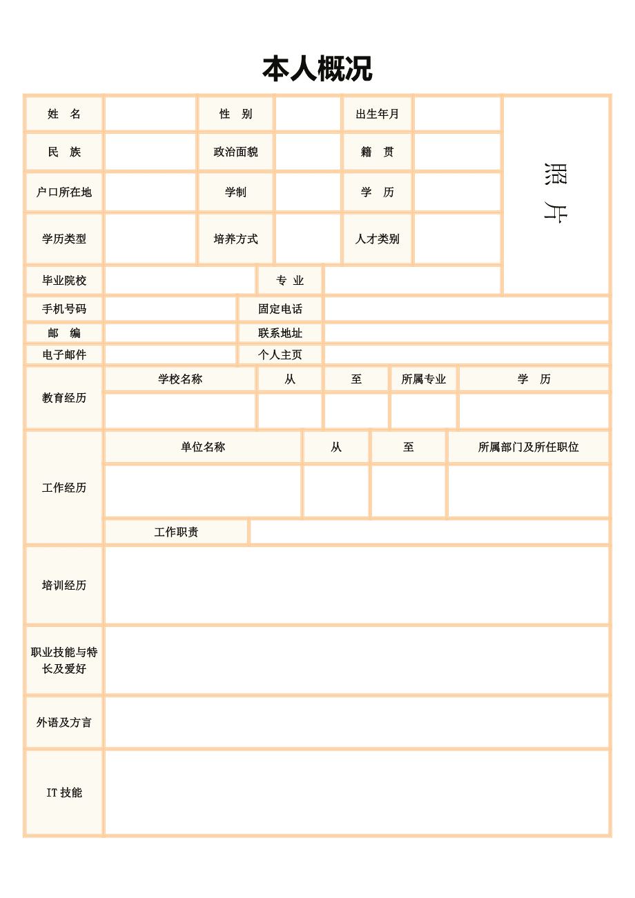 电子版简历模板下载(电子版简历可填写下载)