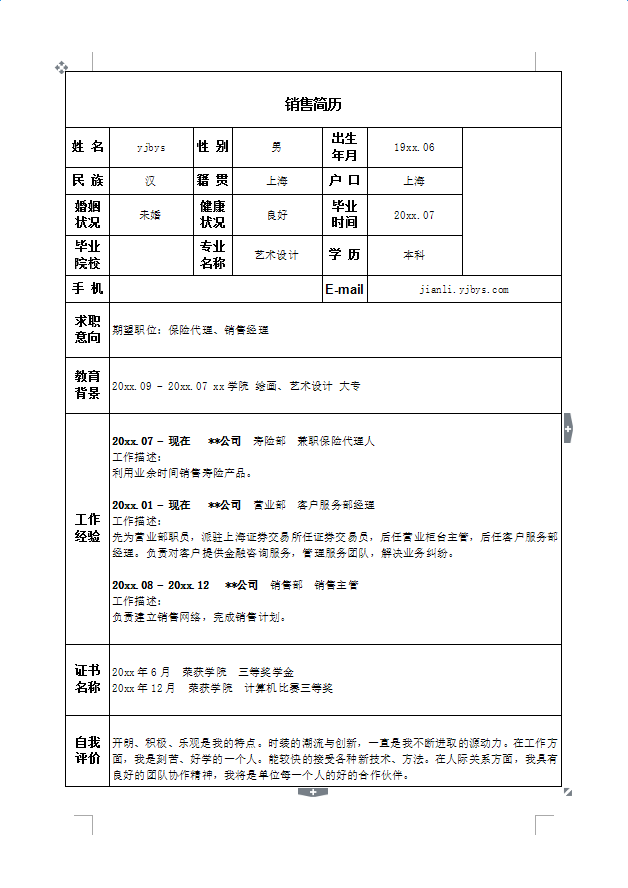 个人简历word模板(个人简历word模板文档)