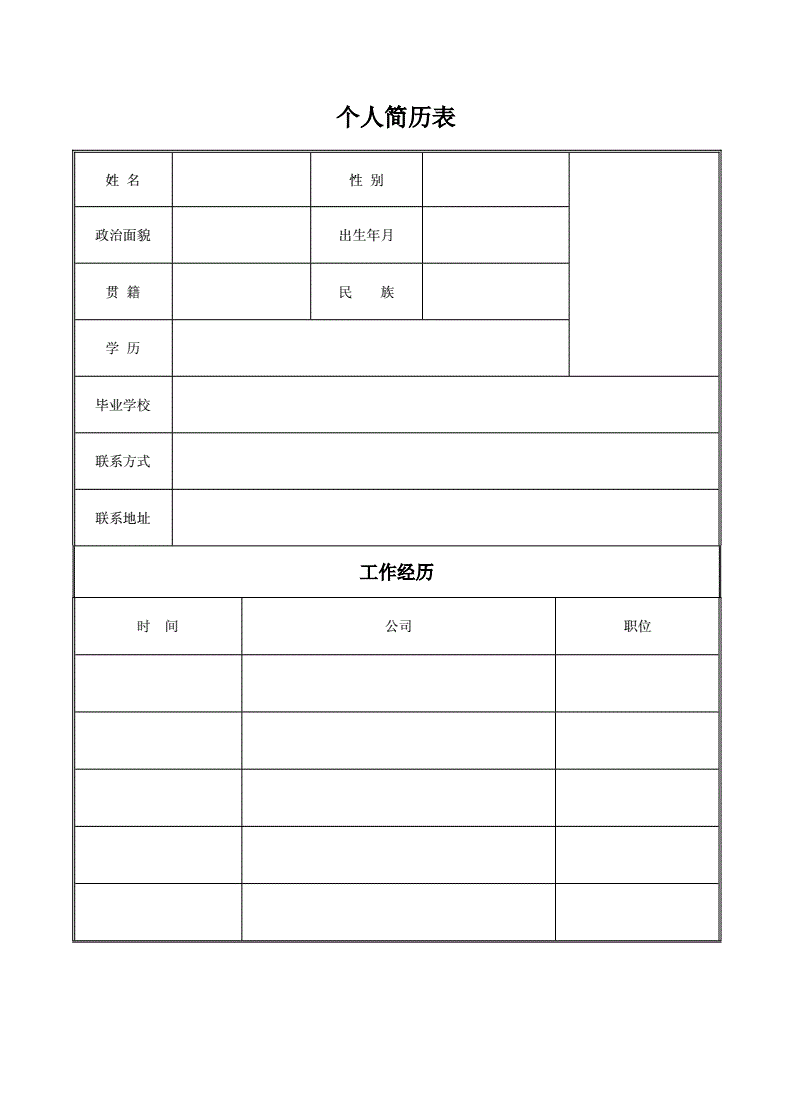 个人简历空白表格(简历表格个人简历空白)