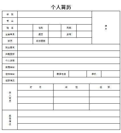 个人简历表格下载(个人简历表格下载免费)