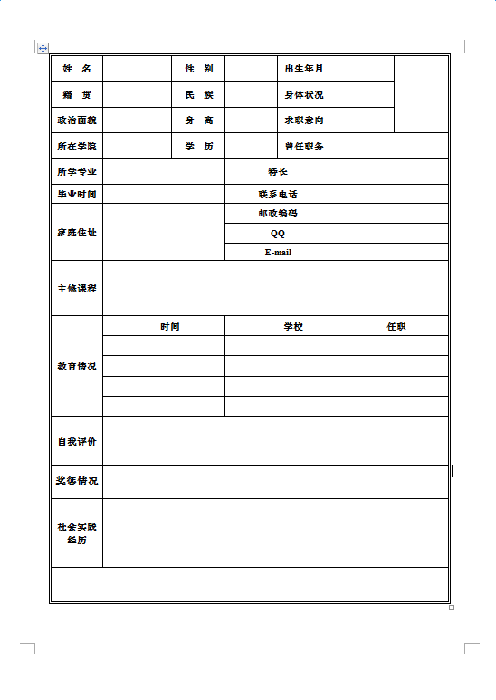 应聘简历表(应聘简历表格空白)