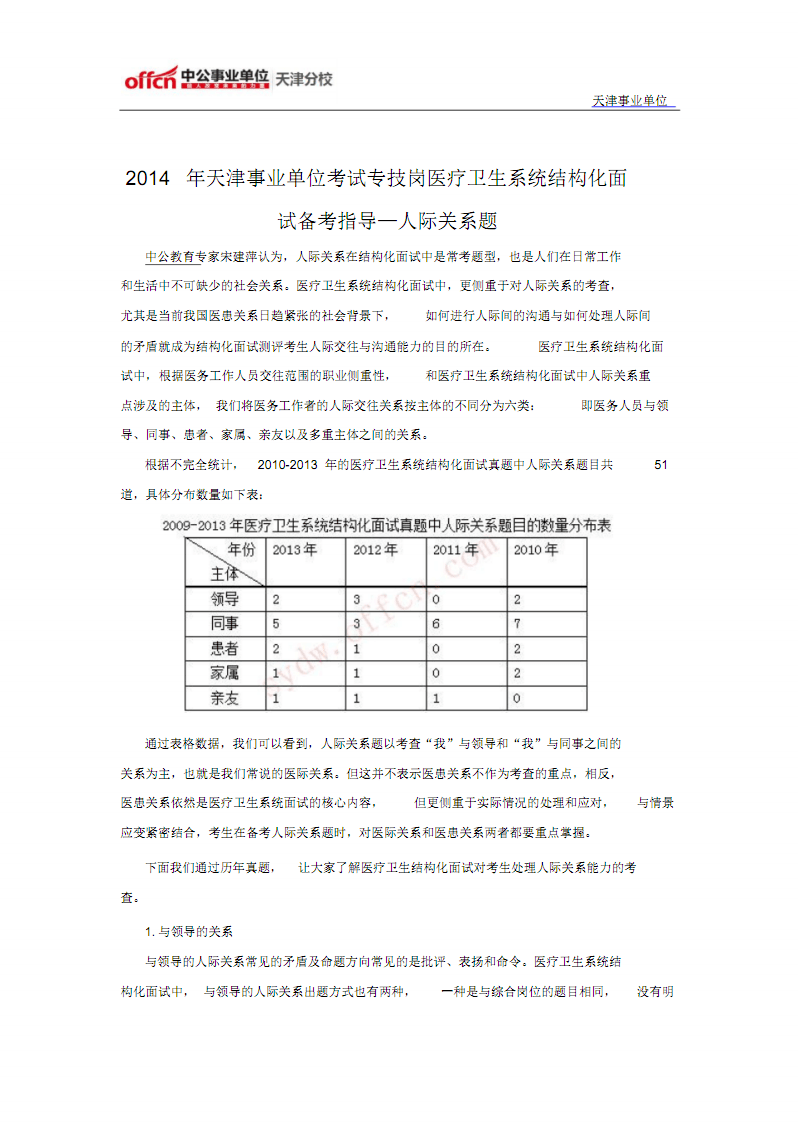 卫生事业单位结构化面试试题及答案的简单介绍