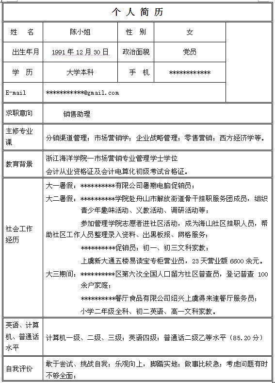 业务员简历(业务员简历的工作描述怎么写)