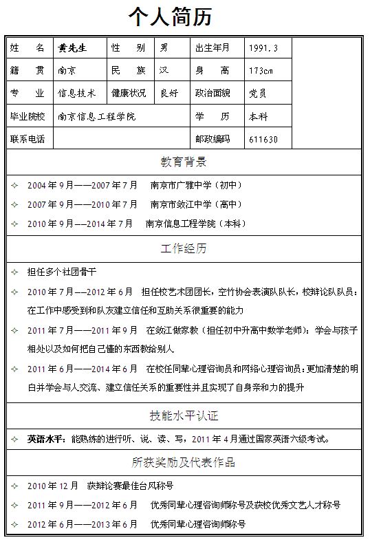 个人简历模板(个人简历模板免费下载可编辑)