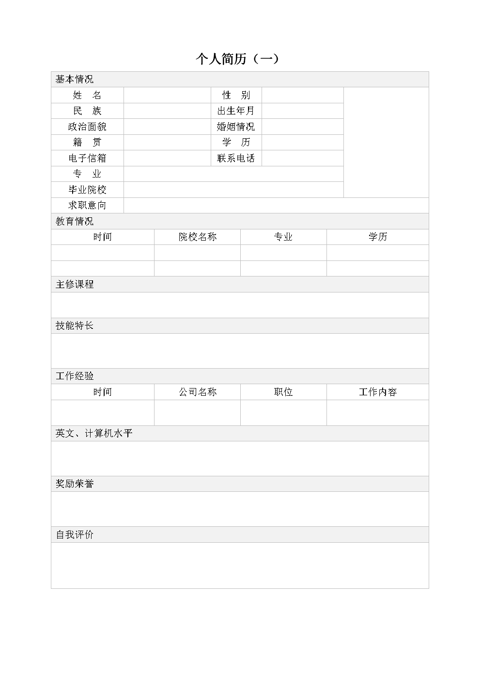 简历制作模板(免费的求职简历模板)